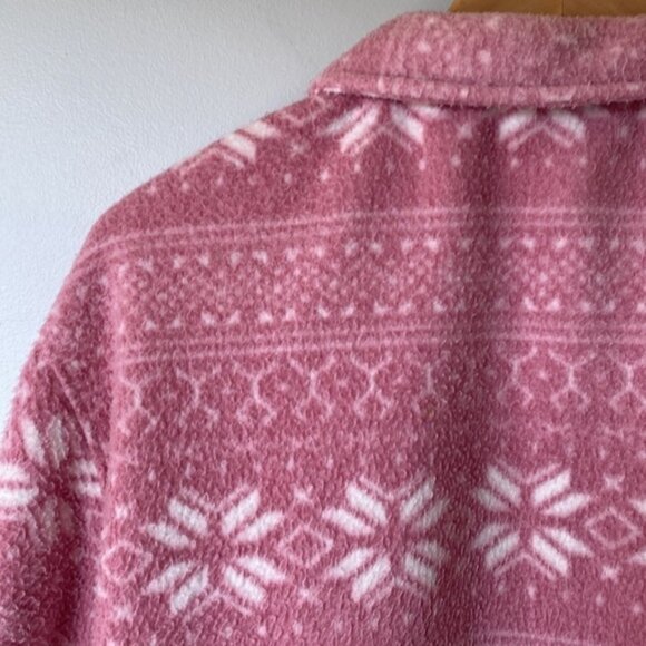 Vintage Great Lakes Country dusty pink snowflake polar fleece shacket top - Picture 4 of 9